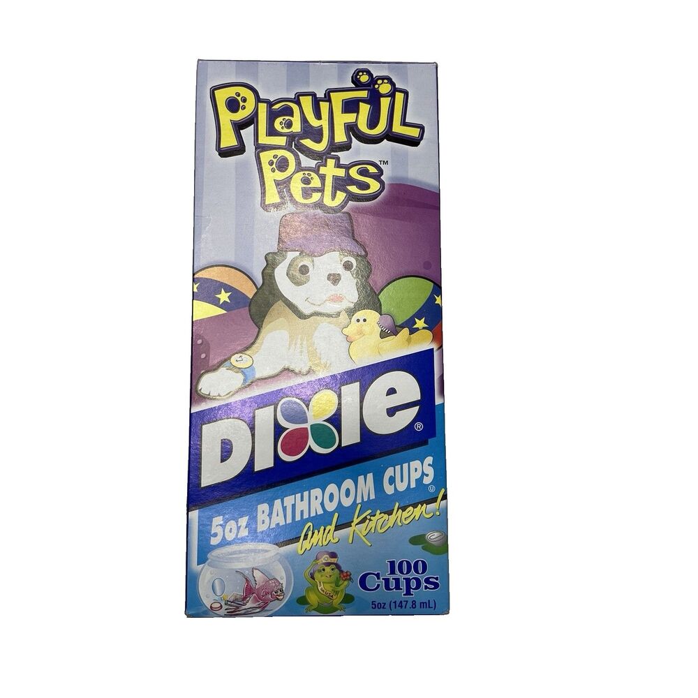 Dixie Playful Pets Waxed Paper Cups Vintage 5 oz 100 Ct Open Box Nostalgia Kids